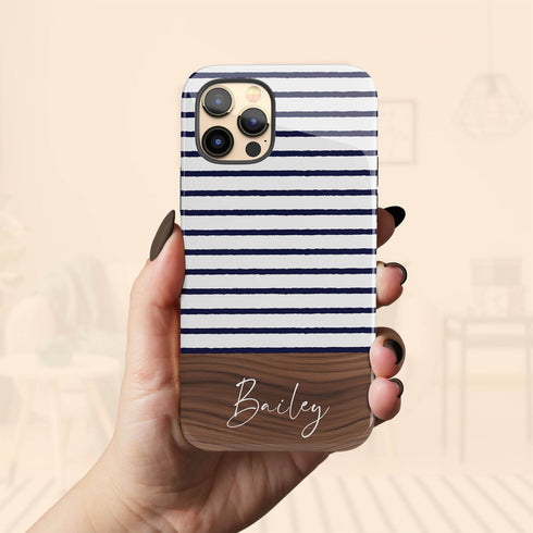 Custom Name Rustic Wood Stripes iPhone Case